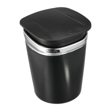 Universal Car Ashtray Trash Can Cigarette Cylinder with Lid LED Light Detachable Plastic Silver Tone