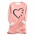 thumbnail image 2 of Jinhomg Heart Print Sweatshirt for Women Fall Winter Warm Cozy Sherpa Fleece Lined Tunic Tops Plus Size Casual Long Sleeve Round Neck Pullovers Pink S, 2 of 3
