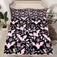 thumbnail image 2 of Castle Fairy Black Bats Full Size Sheets for Teens,Gothic Vintage Flower Bed Sheets, 2 of 7