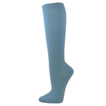 Blue White Stoneware - Couver Unisex Polyester Soccer Knee High Sports Athletic Socks, Cerulean Blue Large