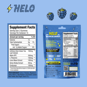 HELO Energy Gummies, Blue Razz (30CT) - 50mg of Caffeine per Gummy, Alpha GPC, Lion's Mane, Cordyceps, Electrolytes, Vitamin B12
