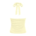 thumbnail image 6 of Rggeeun Women Tank Tops Cropped Sexy Halter V Neck Elastic Blouse Backless Solid Color Waist Shirring for Summer Streetwear Comfort Sleeveless,Yellow,Xl, 6 of 6
