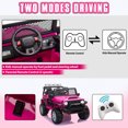 thumbnail image 4 of TOBBI 12V Kids Ride on Car, Jeep Car with Remote Control, LED Lights, Music, Horn, Bluetooth, Spring Suspension, Rocking, Rose Red, 4 of 15