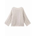 thumbnail image 3 of Women Oversized Sweater Chunky Cable Knit Sweater Knitted Sweater Pullover Trendy Fall Essentials Cream White M, 3 of 9