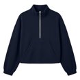 thumbnail image 5 of BUIGTTKLOP Cropped Sweatshirts for Women Lightfleece Lined Half Zip Collared Pullover Tops Loose Fit Comfy Top Fall Fashion Outfits Clothes, 5 of 8