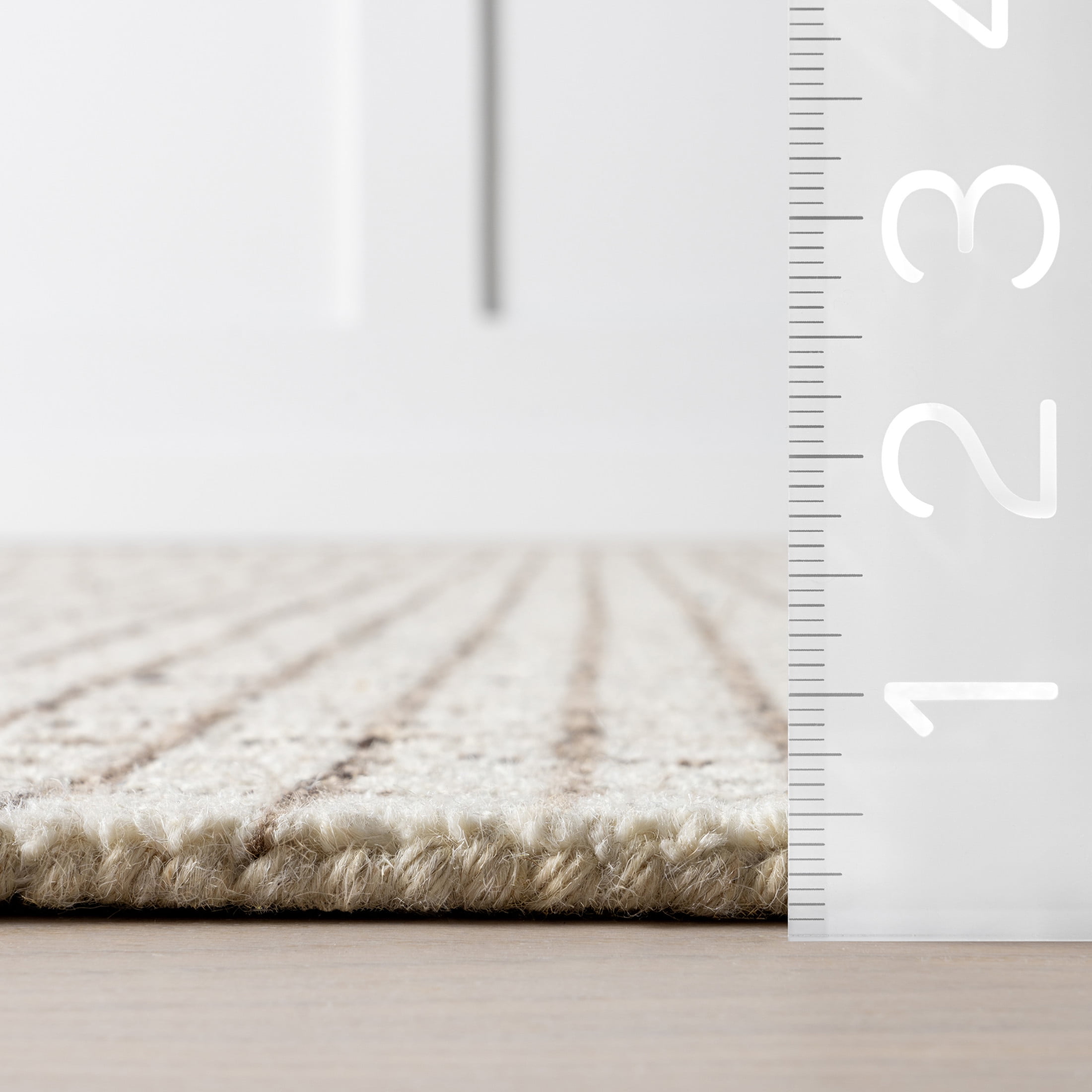 Rugs USA Melrose Checked Wool Area Rug, 2' 6" x 6', Runner, Melrose Cream