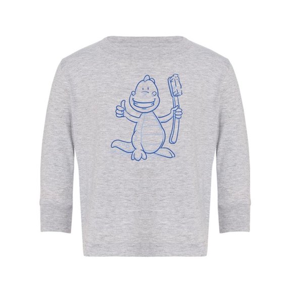 Dinosaur Holding A Toothbrush Long Sleeve Toddler -Image by Shutterstock,  3 Toddler