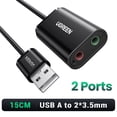 thumbnail image 1 of Tarjeta de sonido UGREEN, interfaz de Audio USB, micrófono externo de 3,5mm, adaptador de Audio, tarjeta de sonido para PC, portátil, PS4, auriculares, tarjeta de sonido USB Tan Jianjun unisex, 1 of 2