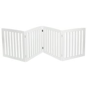 ZENY 4 Panels Foldable Pet Gate Entryway Dog Fence MDF Frame with 8 Protectors, White