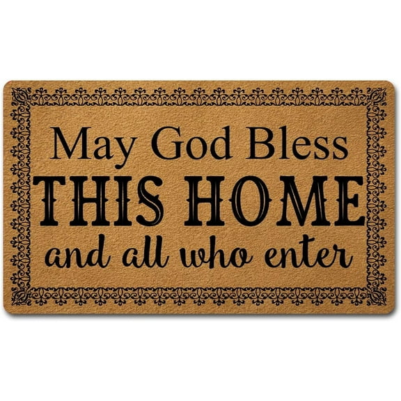 May God Bless This Home and All Who Enter Mats for Front Door Entry Front Porch Doormat Non-Slip Carpet Rugs Floor Mat Decorative for Home Bathroom Kitchen Indoor 18x30 Inch