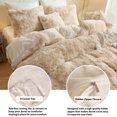 thumbnail image 4 of Faux Fur Duvet Cover Set, Soft Tie Dye Plush Fuzzy Duvet Cover(1 Print Shaggy Comforter Cover+2 Furry Pillowcases)Bedding Set, Zipper Closure(King, Beige), 4 of 6