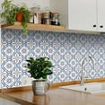 thumbnail image 2 of Mi Alma Floral Gold Blue Tile Stickers - Removable Vinyl 4x4, 24 pcs, 2 of 12