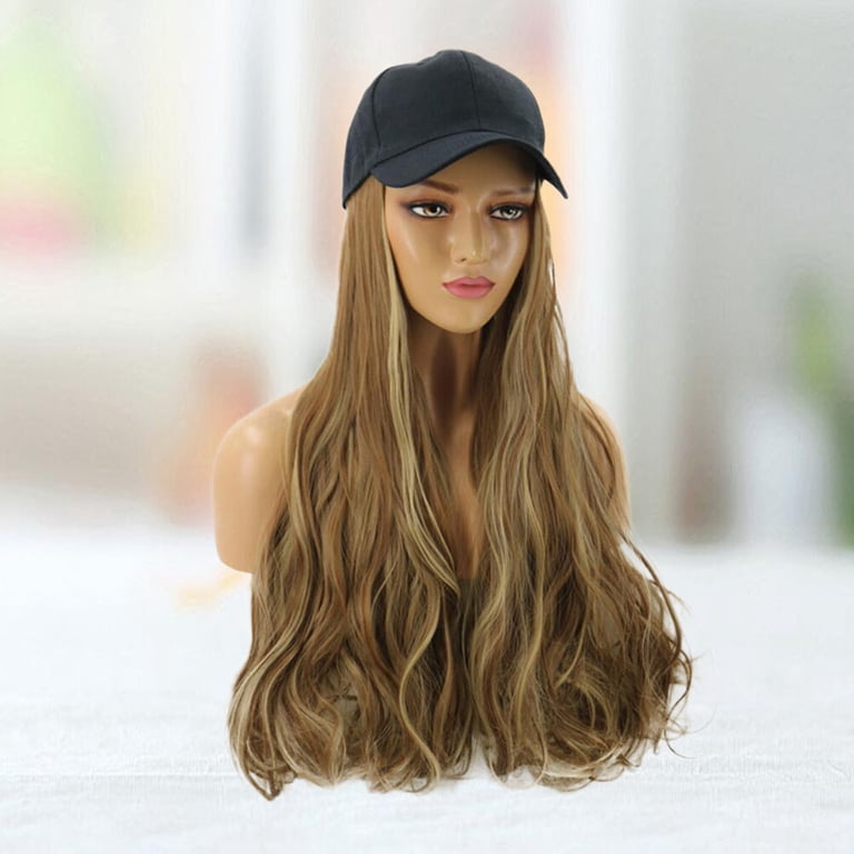 Human hair blend blonde wig with baseball cap Amazon.com : Hairro Baseball Cap with Synthetic Hair Wig  main image 2