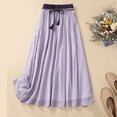thumbnail image 5 of vigerkar Summer Cotton Linen Skirts for Women Trendy A-Line Flowy Long Skirts Lace-Up Elastic Waist Beach Vacation Skirts Purple, M, 5 of 8