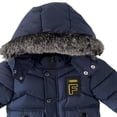 thumbnail image 4 of Teen Boys Ski Jacket Parka Size 5-13Y Winter Fleece Lined Hooded Warm Padded Coat Thicken Outerwear Long Coat Clothes Outdoor Navy 12-13Years, 4 of 5