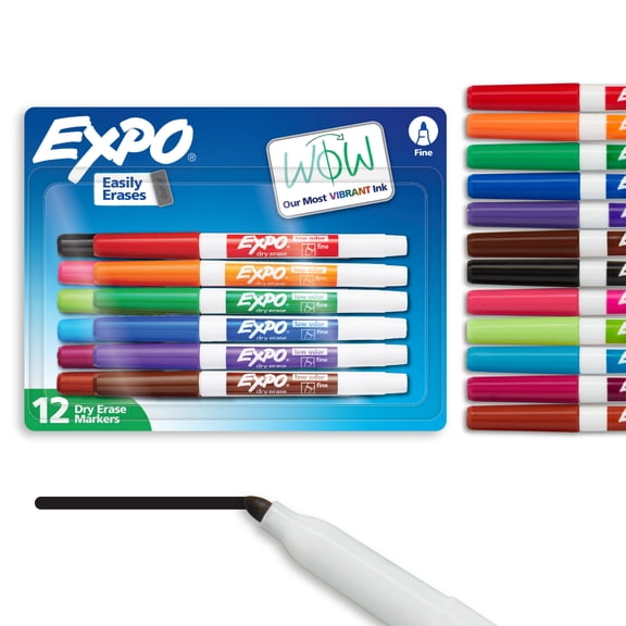 Low Odor Dry Erase Marker, Fine Tip, Assorted Colors