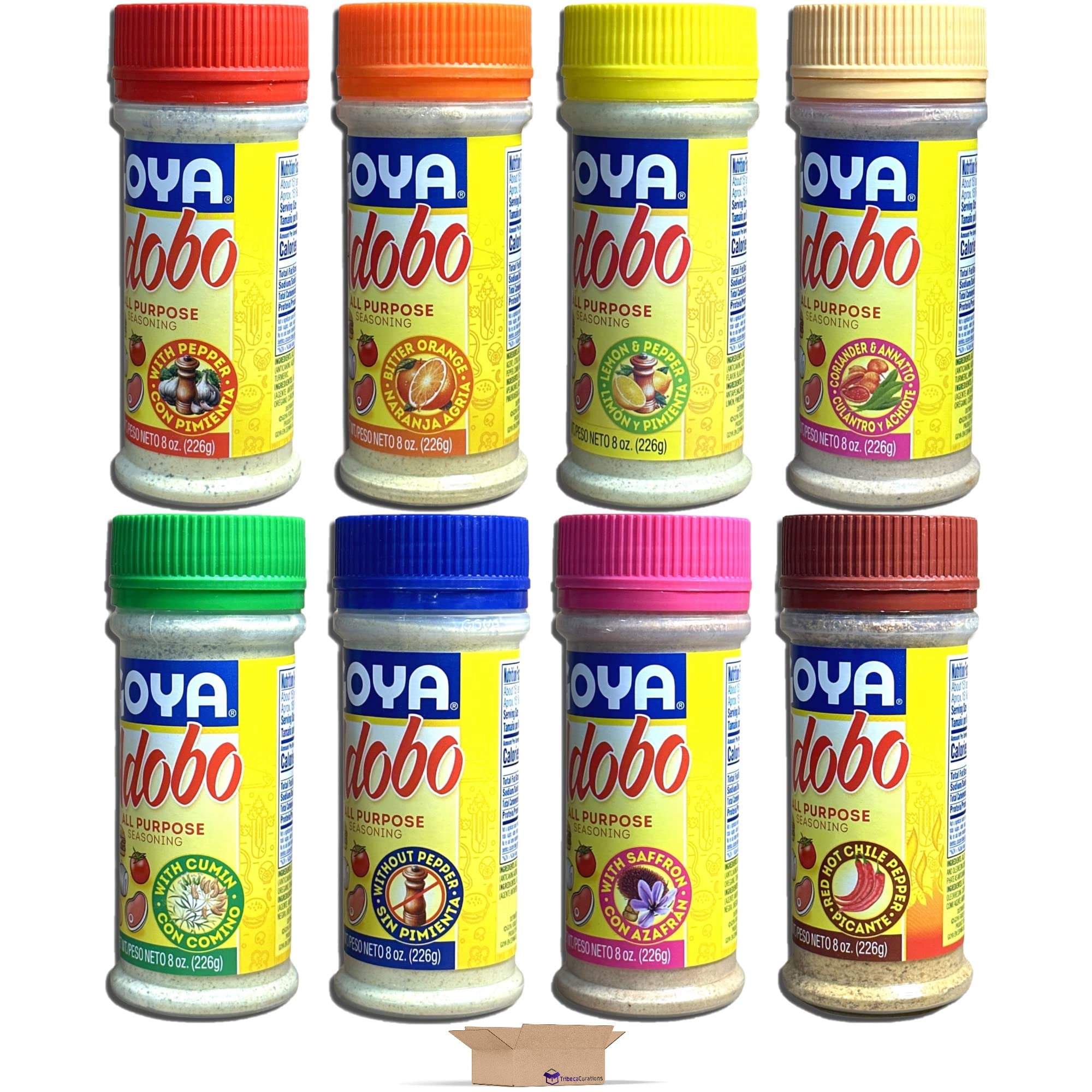 Goya Adobo All Purpose Seasoning Ultimate Variety Pack | 8 Ounce | 8 Flavors Including With Pepper, Without Pepper, Bitter Orange, Lemon & Pepper, etc.