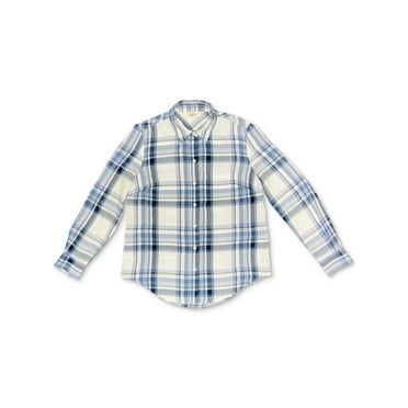 STYLE & COMPANY Womens Blue Plaid Cuffed Collared Button Up Top Plus 3X