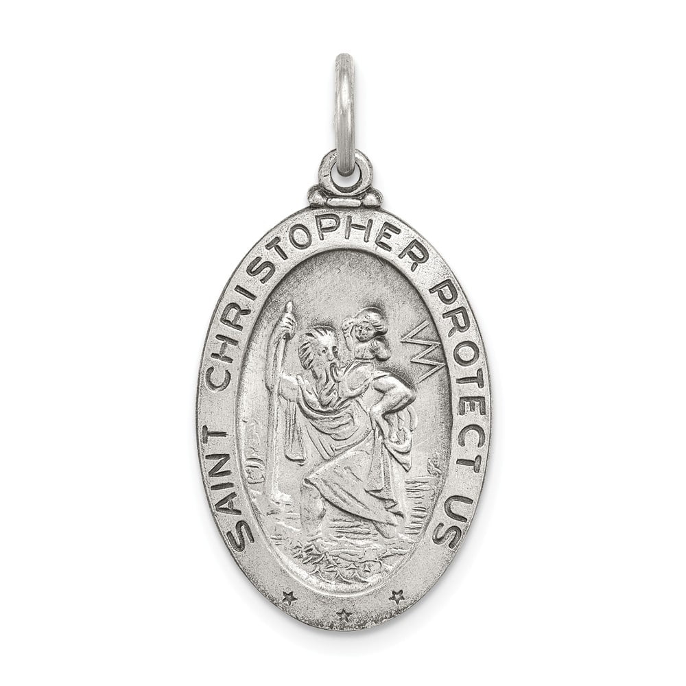 Christopher Medal Pendant Diamond2Deal 925 Sterling Silver St