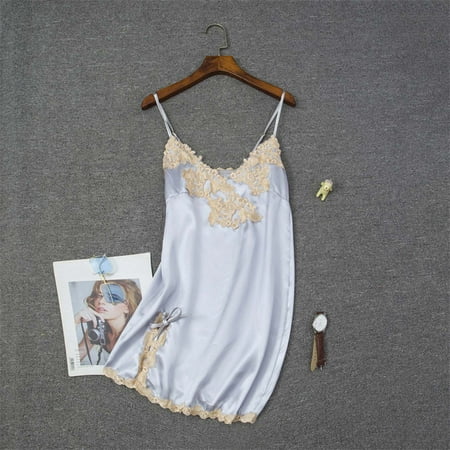 

Lenago Womens Plus Lingerie Sexy Lingerie Silk Satin Solid Lace Up Temptation Underwear Sleepwear Camisole Nightdress Lounge Nightwear