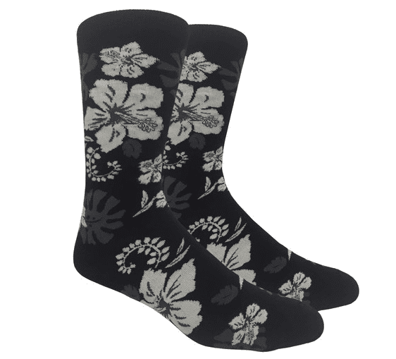 Mens Athletic Cushion Crew Sock tropical floral hawaiian design botanica Long Sock Lightweight 