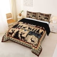 thumbnail image 2 of jejeloiu Rustic Deer Full Size Comforter Sets,Cabin Pattern Bedding Comforter Set For Boys,Beige Red,Black Reversible,3 Pieces,1 Comforter and 2 Pillowcases, 2 of 7