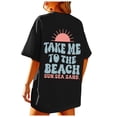 thumbnail image 2 of Womens T Shirt Beach Oversized Graphic Tees Baggy Shirts Summer Tops Womens Tops Dressy Casual Black L, 2 of 6