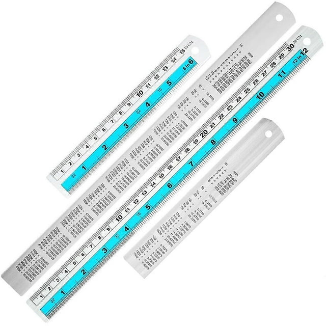 12+6 Inch Metal Ruler Set-Straight Edge Ruler Has Both Imperial and Metric Measurements, Perfect for