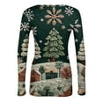 thumbnail image 5 of JGNGSHN Women's Long Sleeve Crew Neck Tops Soft Stretchy Fitted Crew Ribbed Knit Blouses Xmas Print Basic Tee Going Out Top, 5 of 7