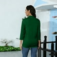 thumbnail image 4 of Garbnen Mock Neck Tops for Women Fitted Green Womens 3/4 Sleeve Top Spring Summer Trendy Elbow Length Sleeve Womens Blouses, 4 of 7