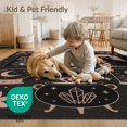 thumbnail image 4 of ODIKA 6'x9' Washable Area Rug Non-Slip, Chair-Friendly, Black Pink Enchanted Nighttime Whimsical Design Elegant Celestial Motifs with Floral for Dining Room, Under Table, Office Décor, 4 of 7