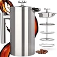 thumbnail image 1 of French Press, Double Wall 18/8 Stainless Steel Coffee & Tea Maker,, 1 of 4