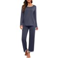thumbnail image 1 of Women's Long Sleeve Sleepwear Soft Crew Neck Pyjama Set,Dark Gray, 1 of 5