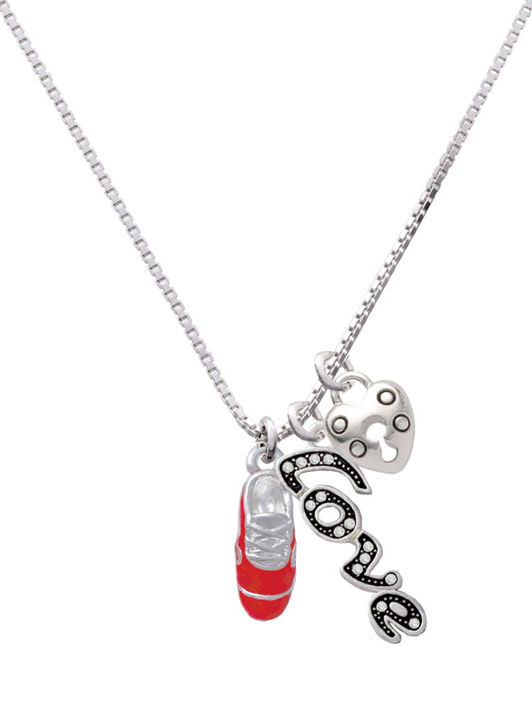 Silvertone Red Enamel Fire Department Medallion Gods Love Infinity Toggle Chain Bracelet 8