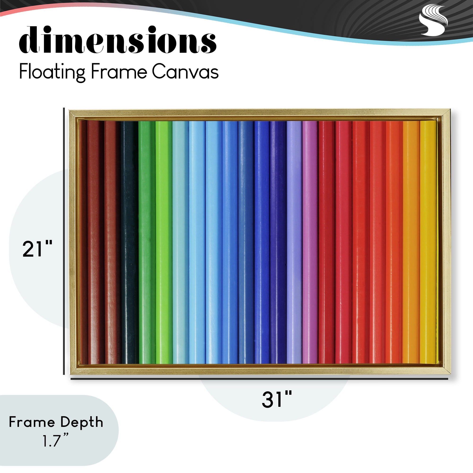 Stupell Industries Colored Pencil Lineup Gold Framed Floater Canvas Wall Art, design by Tom Quartermaine