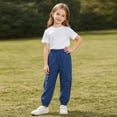 thumbnail image 6 of BRGZLK Toddler Boys Girls Barrel Pants Solid Color Elastic Waist Lightweight Cargo Long Pants Kids Casual Fashion Jogger Pants with Pockets Blue 5-6 Years, 6 of 9