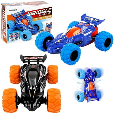 Babyltrl Pull Back Cars Toy Trucks,2 Pcs Friction Powered Cars for Kids,Four-Wheel Drive 360 Stunt Spinning Off-Road Vehicles,Toddler Car Toys for 3 4 5 6  Year Old Boys Girls