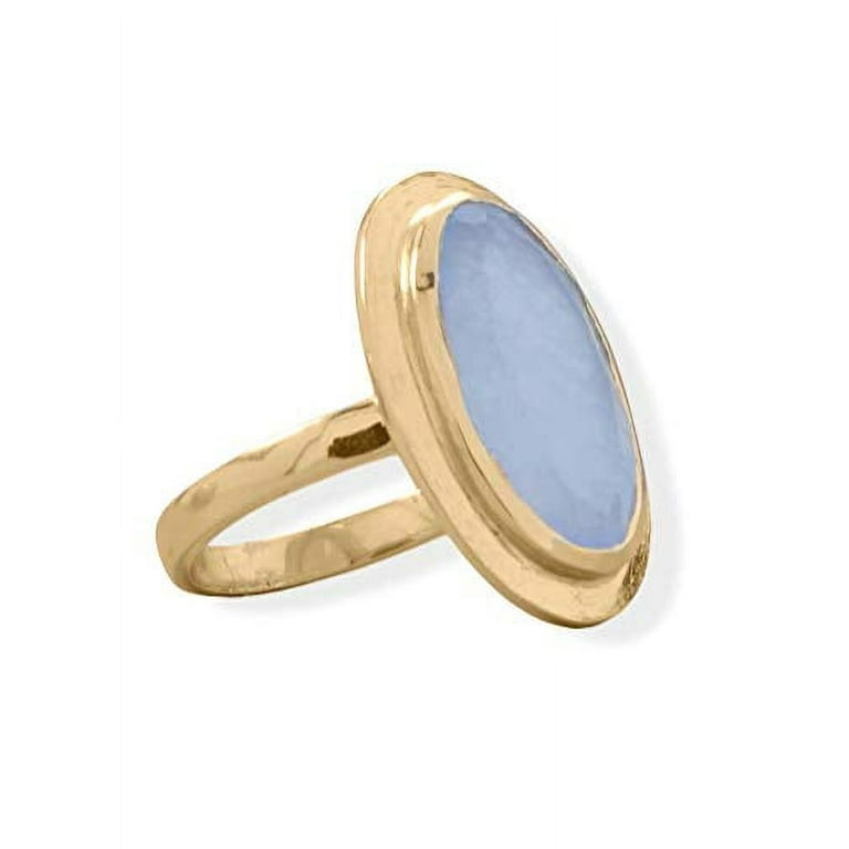 AzureBella Jewelry 14k Yellow Gold-Plated Sterling Silver Blue Chalcedony Ring AzureBella Jewelry 14k Yellow Gold-Plated Sterling Silver Blue Chalcedony Ring