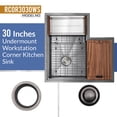 thumbnail image 3 of Strictly Sinks 30” Workstation Corner Kitchen Sink – 16 Gauge Stainless Steel Single Bowl Corner Sink, 3 of 10