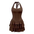 thumbnail image 5 of DHFJKG Women Summer Halter Dresses Square Neck Tiered Mini Dress Sexy Slim Fit Sleeveless Solid Color Going Out Party Wear Soft Dresses, 5 of 6