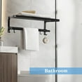 thumbnail image 2 of Towel Racks for Bathroom, Foldable Towel Shelf with Towel Bar & 7 Towel Hooks, Rustproof Double Bath Towel Holder Wall Mounted Towel Storage Hanger for Bathroom/Balcony/Lavatory(24In Black), 2 of 7