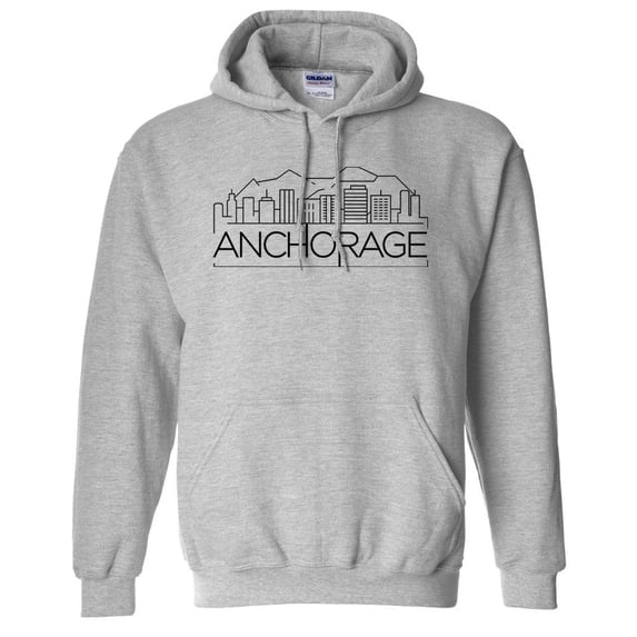 Skyline Anchorage Hoodie Sweatshirt Unisex Small Grey