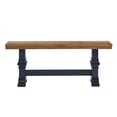 thumbnail image 4 of Weston Home Farmhouse Wood Dining Bench with Trestle Leg, Antique Denim, 4 of 7
