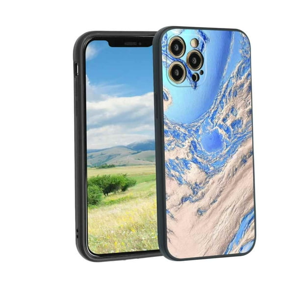 Compatible with iPhone 12 Pro Max Phone Case, Blue Marble 35 Case Men Women, Flexible Silicone Shockproof Case for iPhone 12 Pro Max