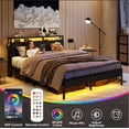 thumbnail image 5 of Bestier Full Size Bed Frame with Charging Station and 2 USB Ports and Outlets,LED Light Storage Headboard,Noise Free Design, Black, 5 of 12
