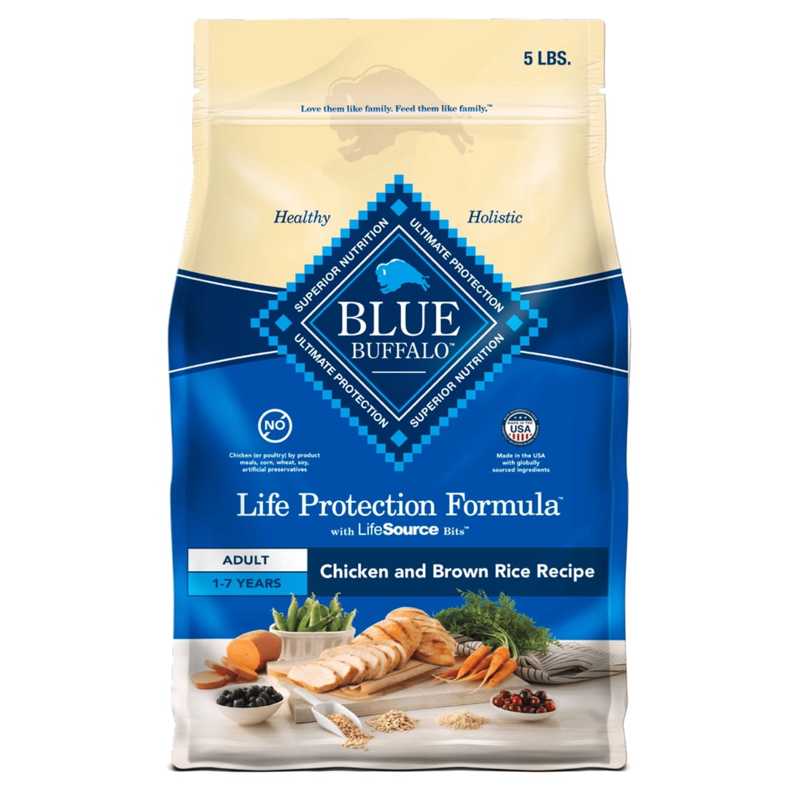 Blue Buffalo Chicken Bundle, Life Protection Formula Dry Dog Food 5lb & Delectables Wet Toppers 3oz