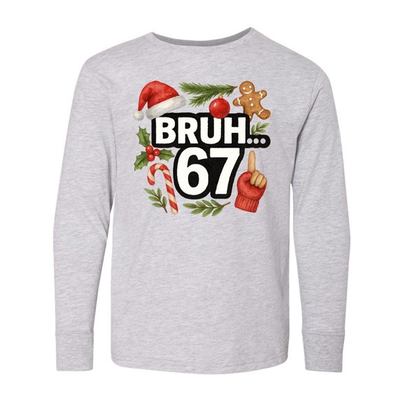 Inktastic Bruh 67 Christmas Holiday Cheer Long Sleeve Youth T-Shirt