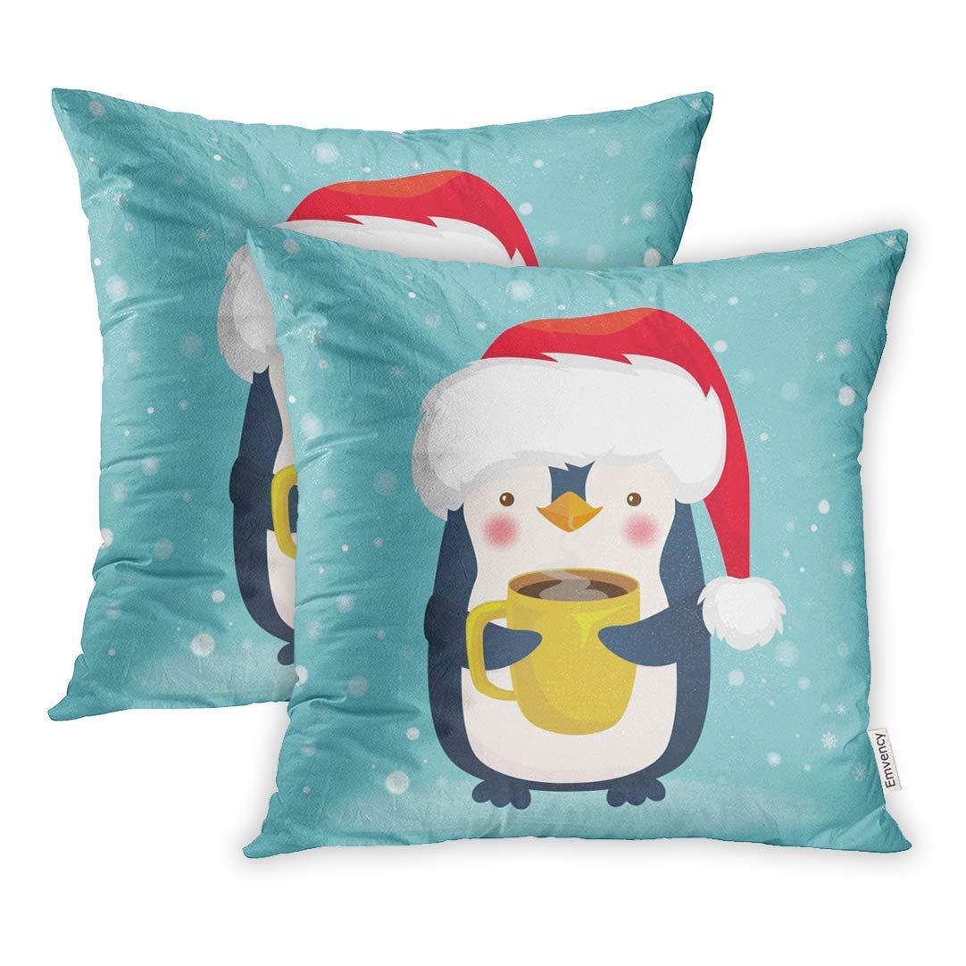 ARHOME Cafe Penguin Holding Cup of Coffee Cute Animal Christmas Cap