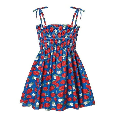 

pop seller Toddler Baby Girl Dresses Casual Short-sleeve Straps Cute Floral Sundress Summer