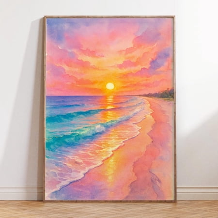 Miramar Beach Florida Coastal Sunset Print, Unframed Paper Print Size 16x24